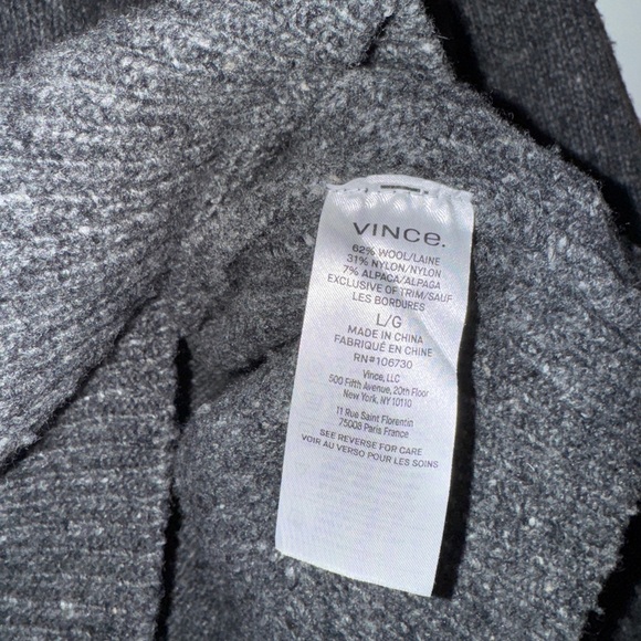 Vince Wool Charcoal V-Neck Sweater - Picture 3 of 4
